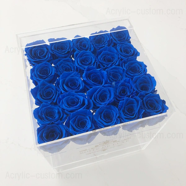 vase transparent boîtes à fleurs roses en acrylique avec tiroirs de maquillage