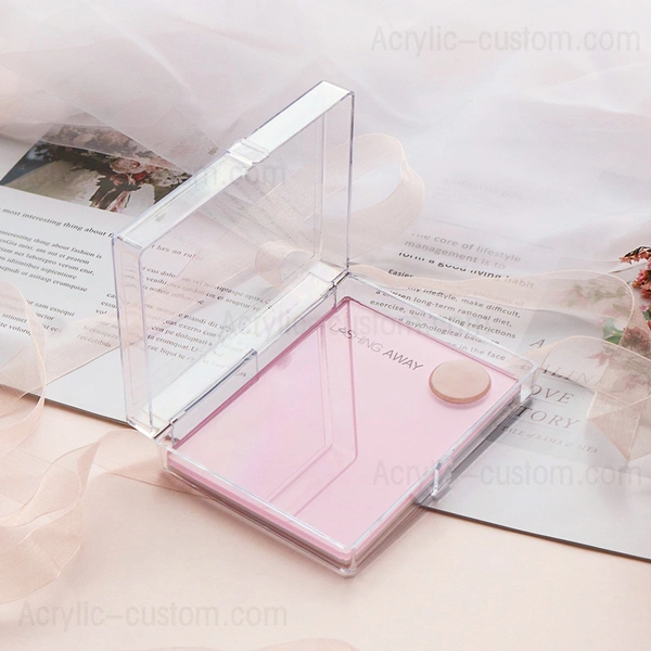 cajas de almacenamiento de baldosas de pestañas transparentes con baldosas de pestañas rosas