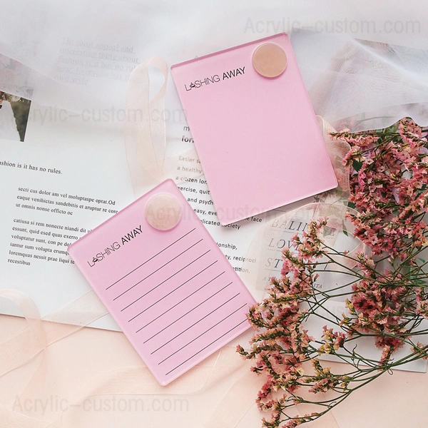 cajas de almacenamiento de baldosas de pestañas transparentes con baldosas de pestañas rosas