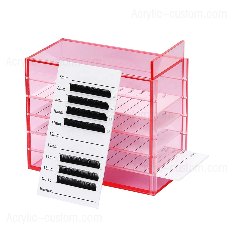 アクリルラッシュタイルオーガナイザークリアピンクまつげ収納ボックス 