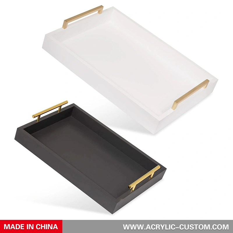 Wholesale Food Tray Organizer Acrylic Breakfast Tray with Handles