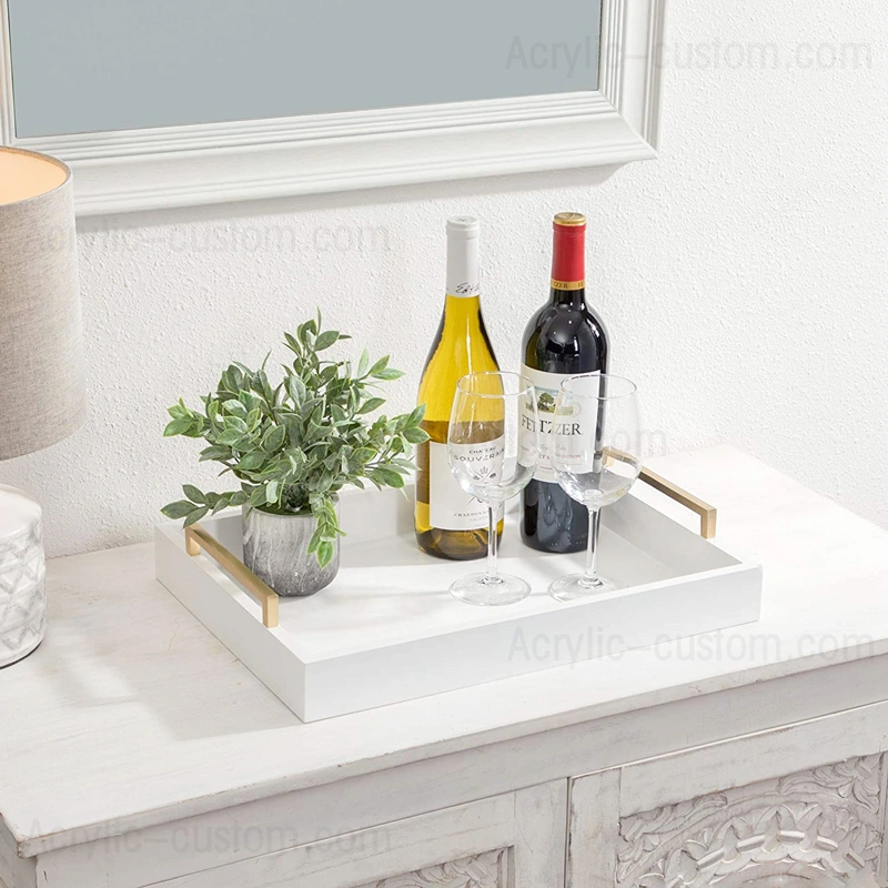 Wholesale Food Tray Organizer Acrylic Breakfast Tray with Handles