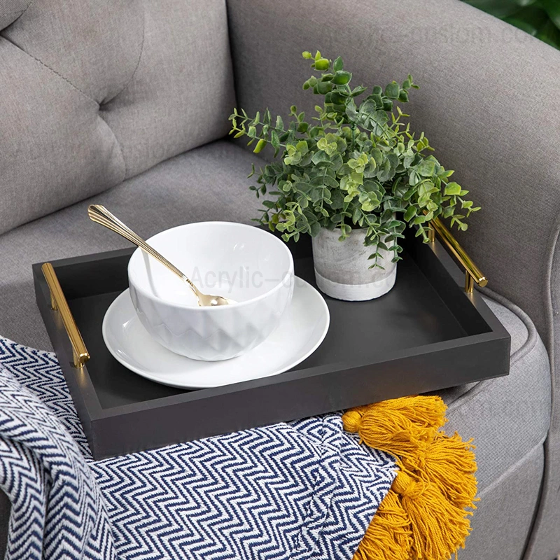 Wholesale Food Tray Organizer Acrylic Breakfast Tray with Handles