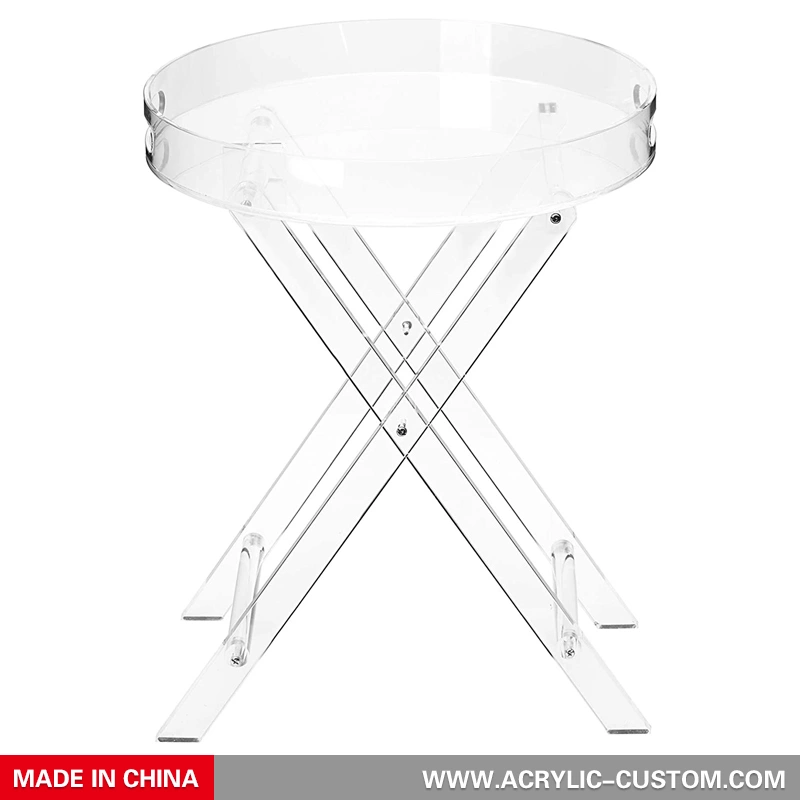 Cheap Folding Round Tray Table, Wholesale Acrylic Tray with Handles