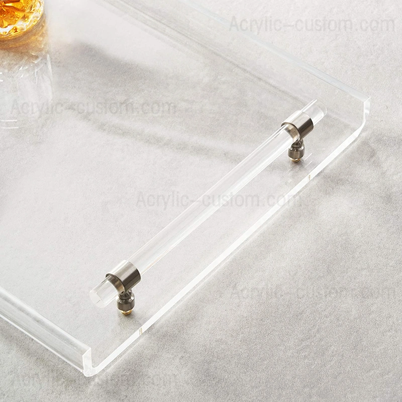 Custom Large Acrylic Tray Clear Serving Tray with Handles
