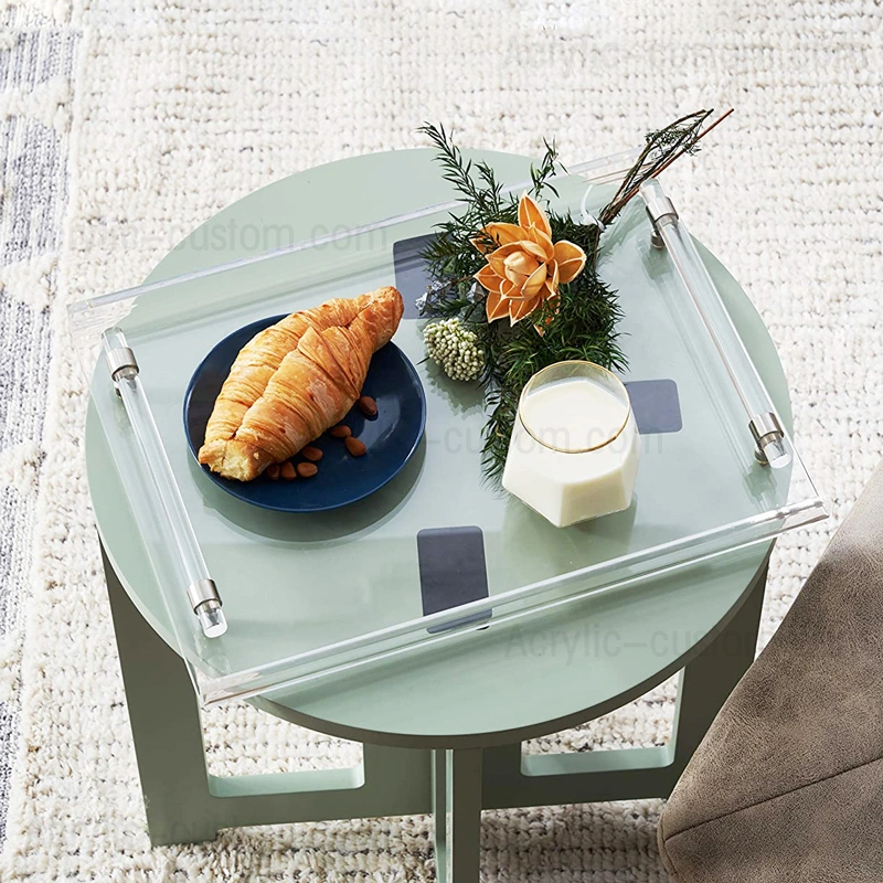 Custom Large Acrylic Tray Clear Serving Tray with Handles