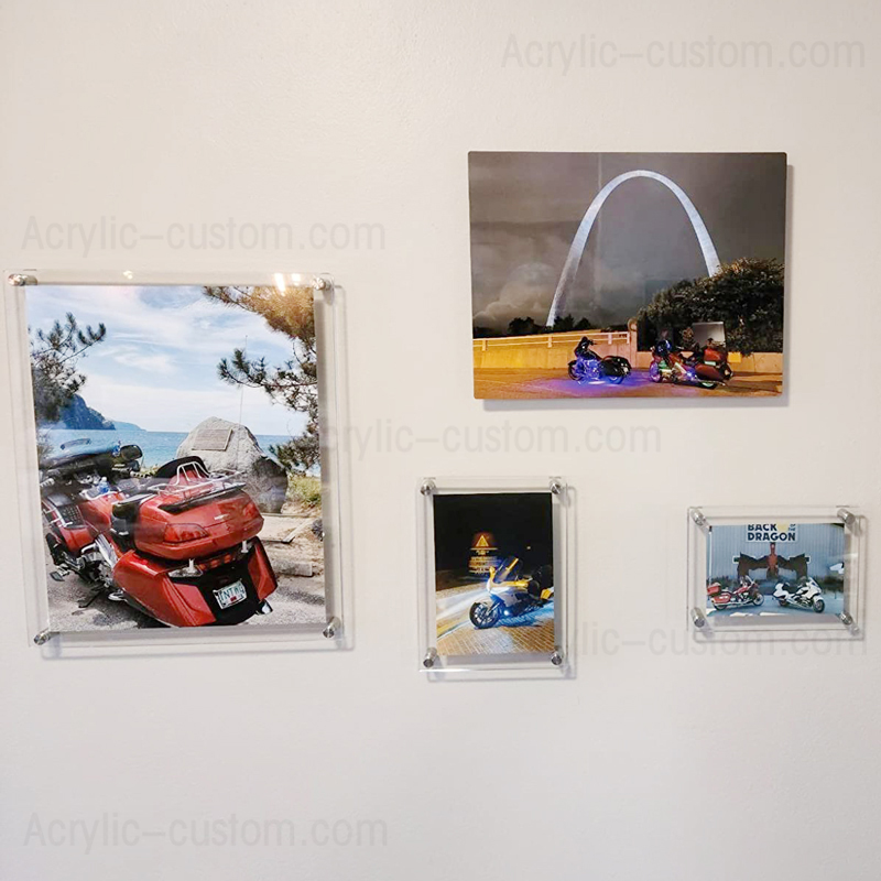 Wall Mount Clear Floating Acrylic Picture Frame Custom Photo Frame