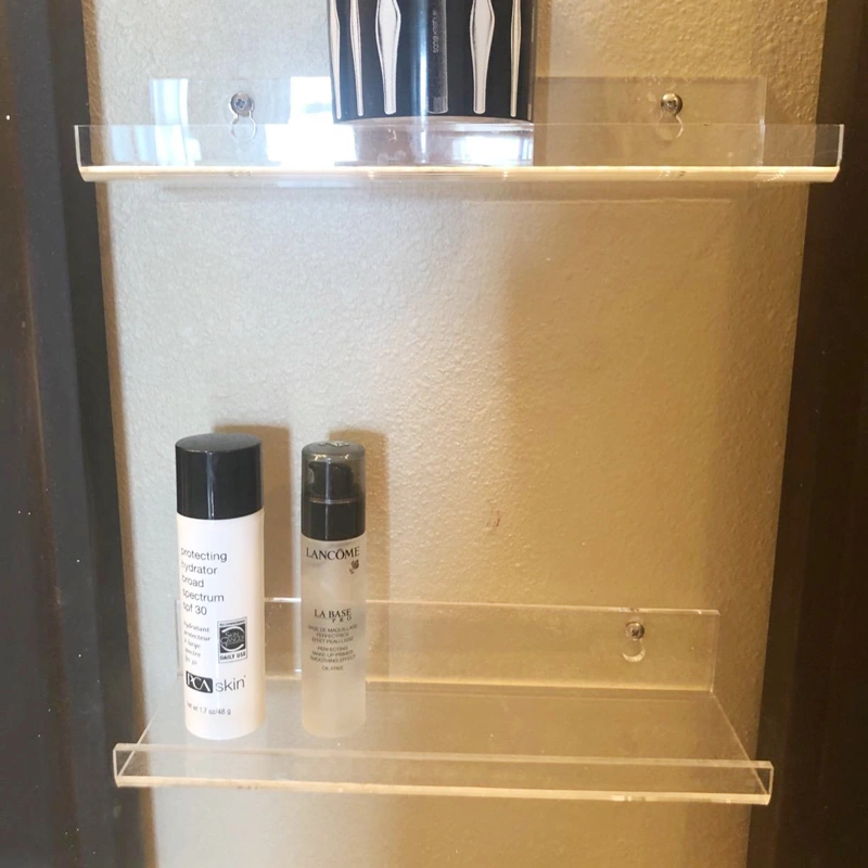 卸売浴室アクリル棚壁に取り付けられた透明なフローティング棚 