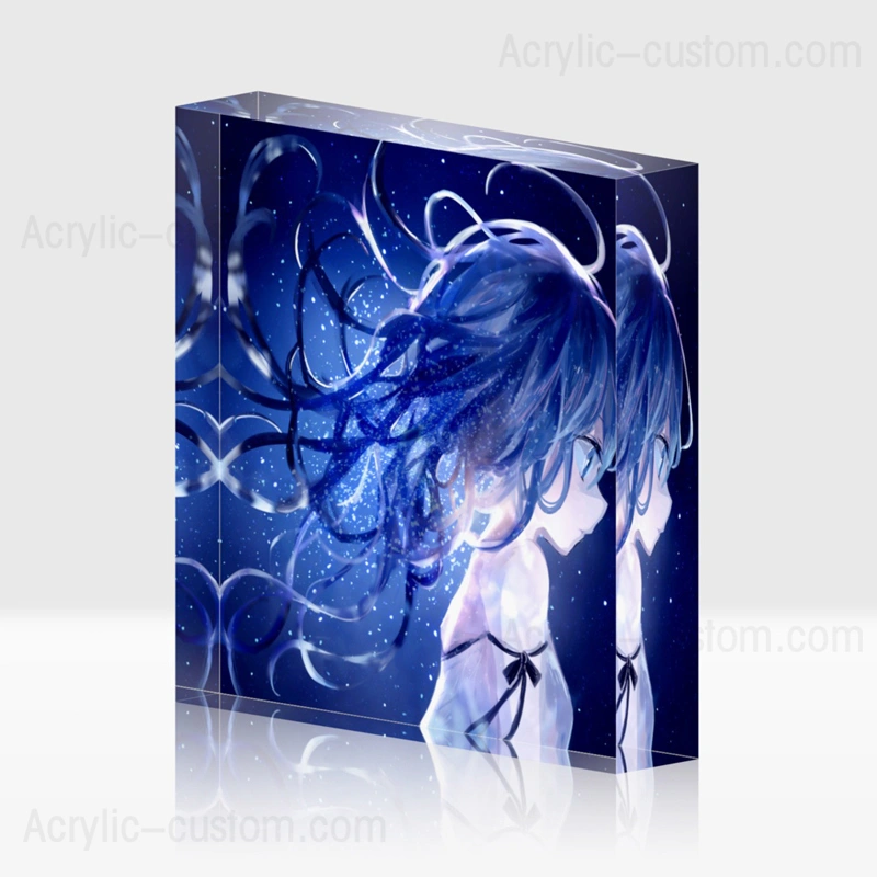 卸売安いアクリルブロック、アニメの女の子の写真の表示ブロック 