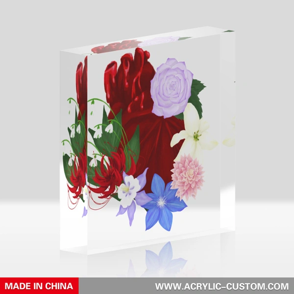 スタンプ用アクリルブロック-バラの花の写真表示ブロック