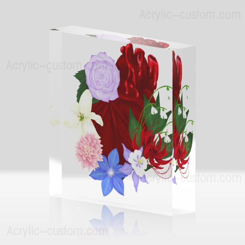 スタンプ用アクリルブロック-バラの花の写真表示ブロック 