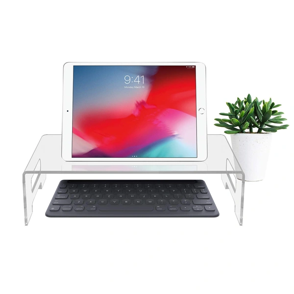 アクリルモニタースタンド透明プレキシガラスラップトップライザーハンドル付き