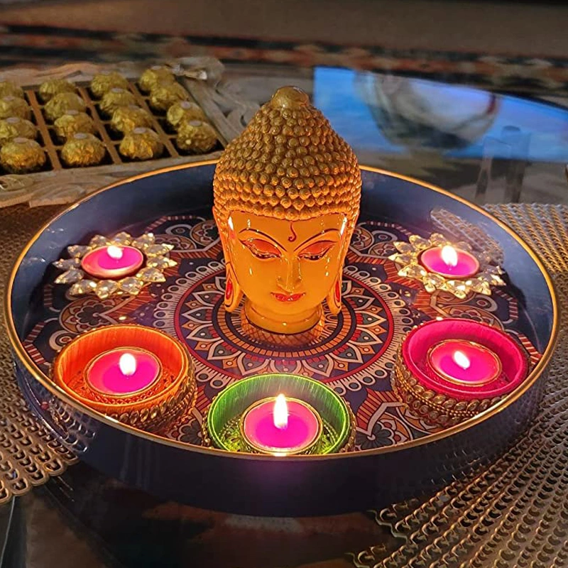 Round Acrylic Tray, Luxury Marble Tray for Organizer