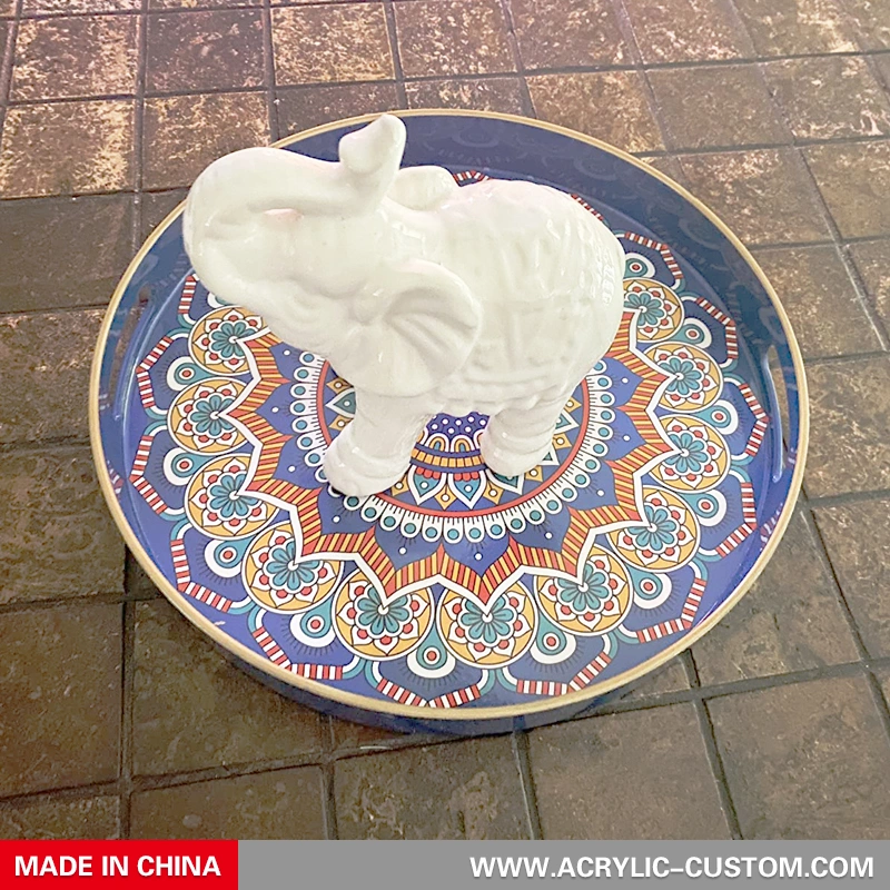 Round Acrylic Tray, Luxury Marble Tray for Organizer