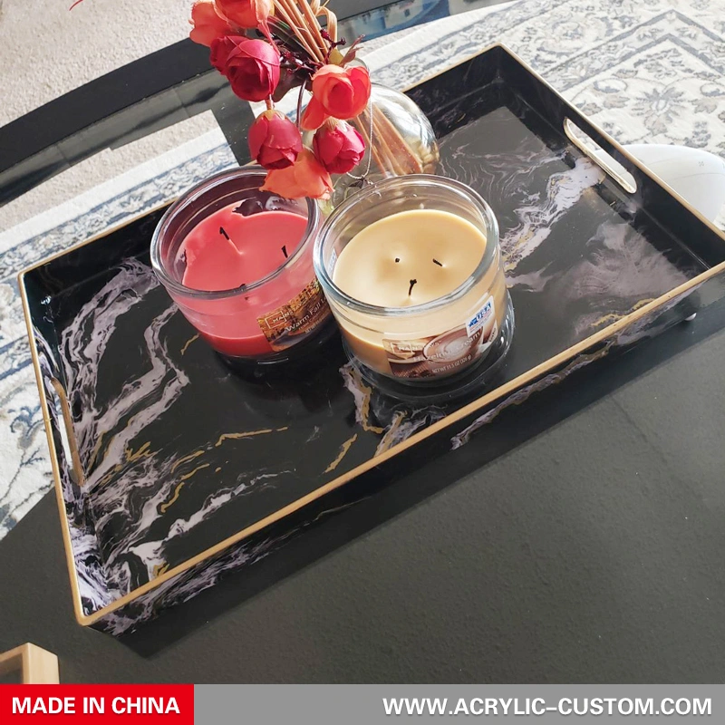 Hot Selling Marble Tray, Black Acrylic Trays with Handles