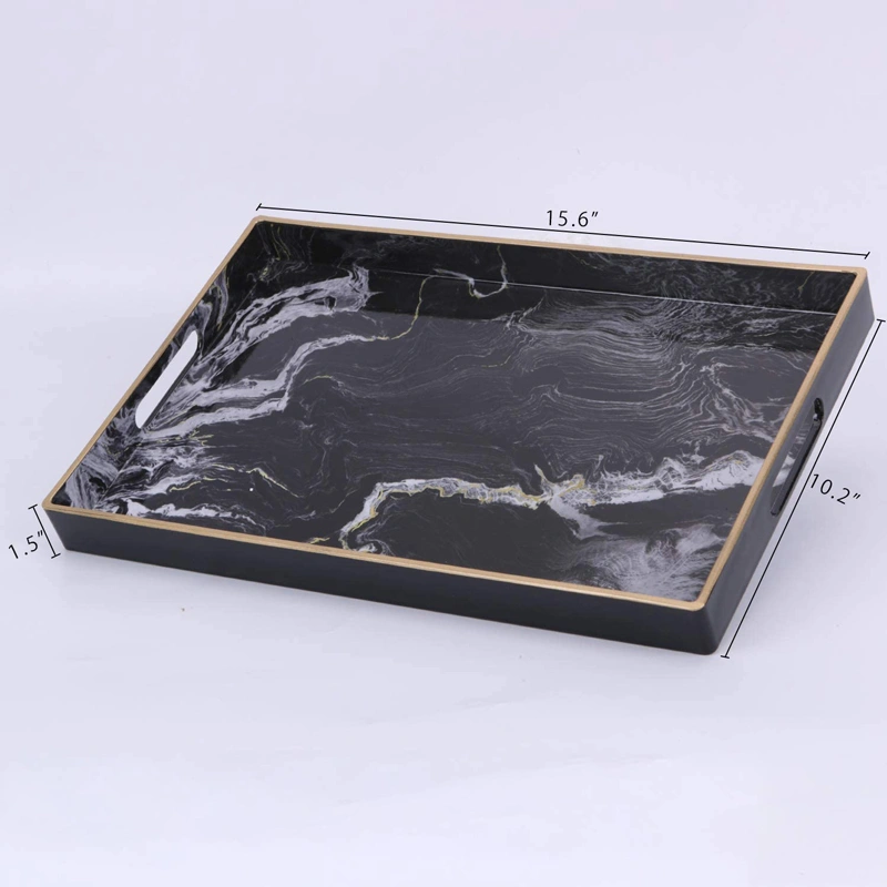 Hot Selling Marble Tray, Black Acrylic Trays with Handles