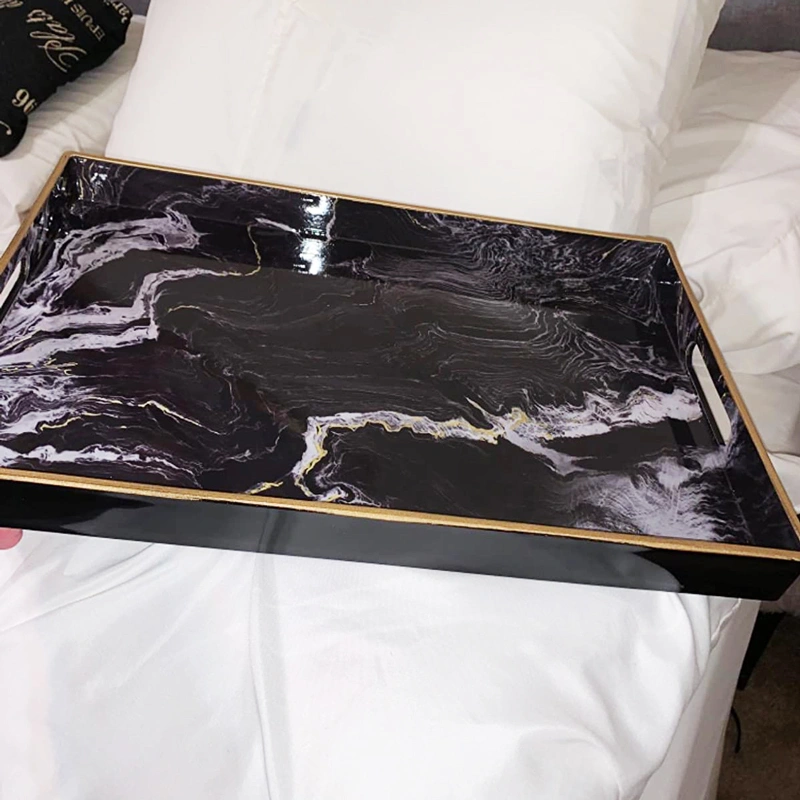 Hot Selling Marble Tray, Black Acrylic Trays with Handles