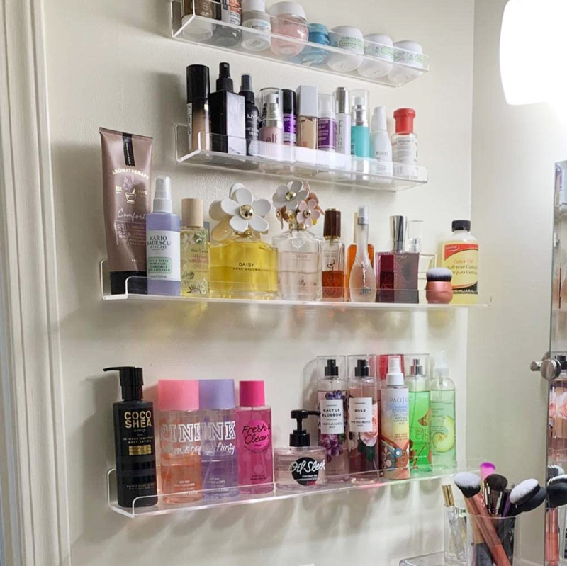 Clear Acrylic Floating Shelves Wall Mounted Nursery Kids Bookshelf