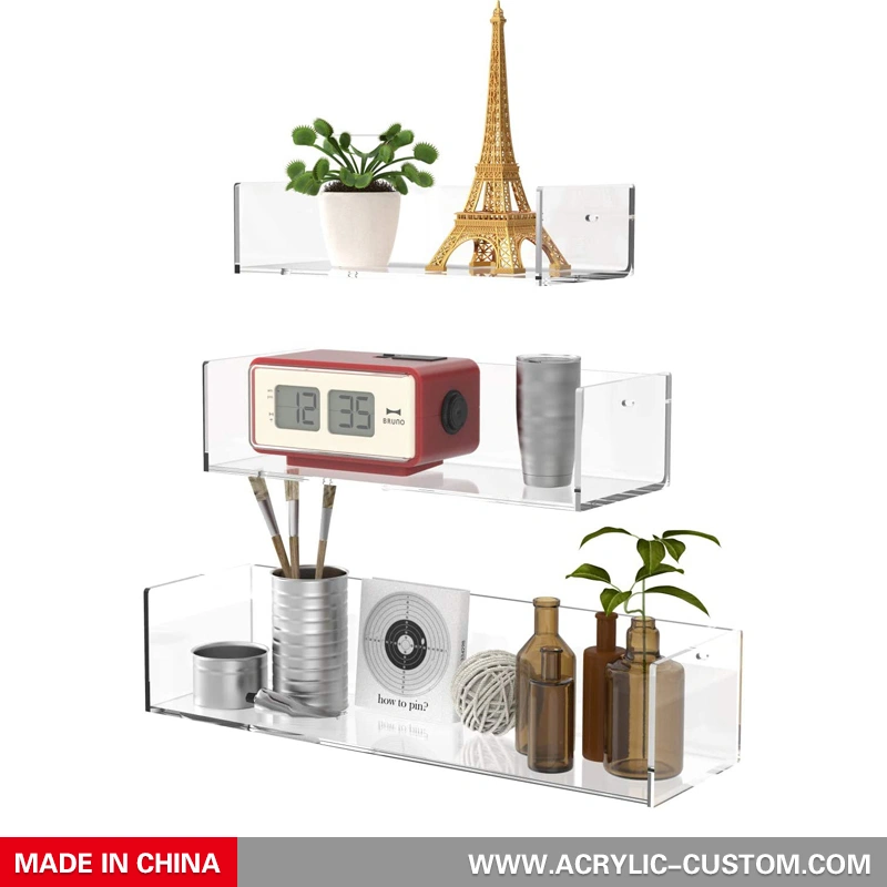 卸売透明フローティング棚壁掛けアクリル壁棚 