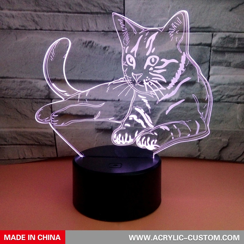アクリル3Dキティナイトライト子供部屋の装飾はランプライトを導きました 