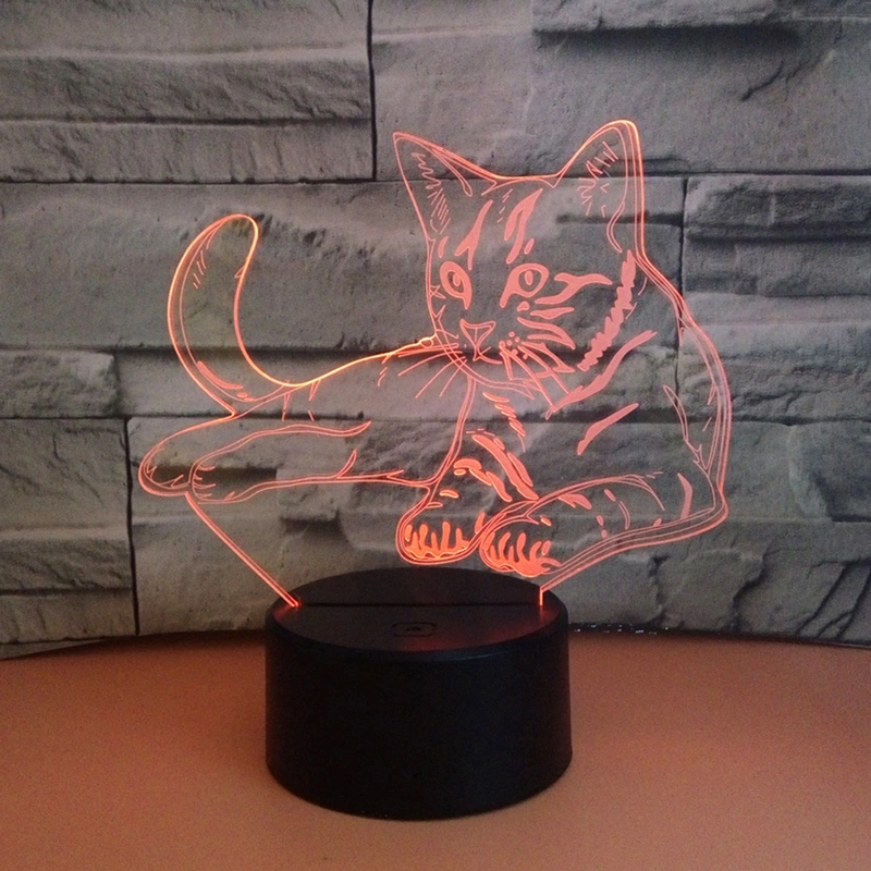 アクリル3Dキティナイトライト子供部屋の装飾はランプライトを導きました 