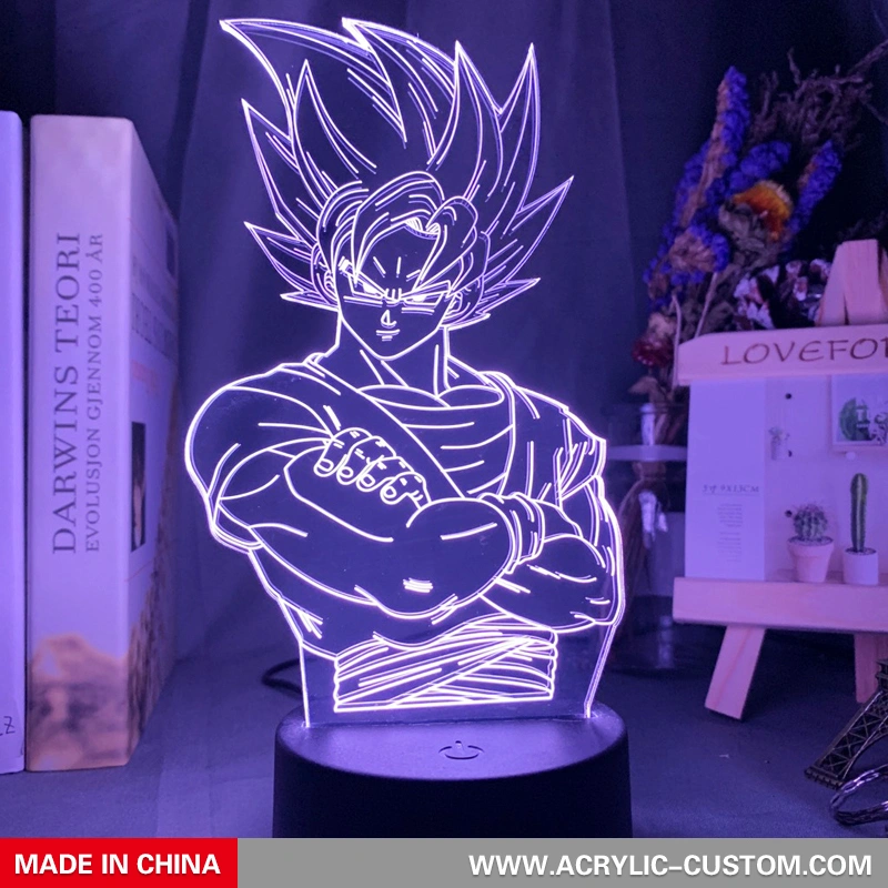super saiyan acrílico 3d luz de noche en blanco, lámpara de bola de dragón noche 