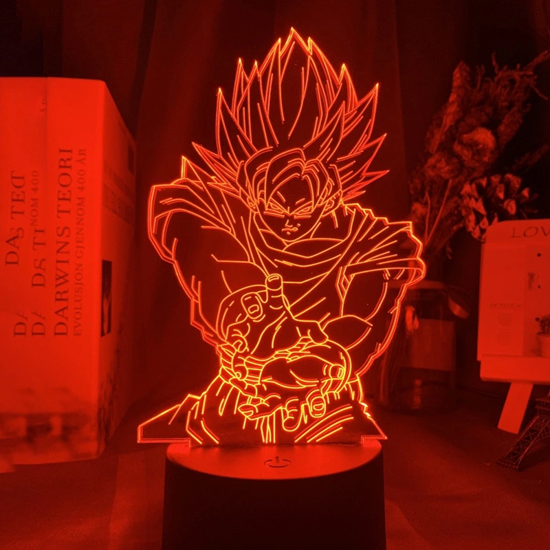 super saiyan acrílico 3d luz de noche en blanco, lámpara de bola de dragón noche 