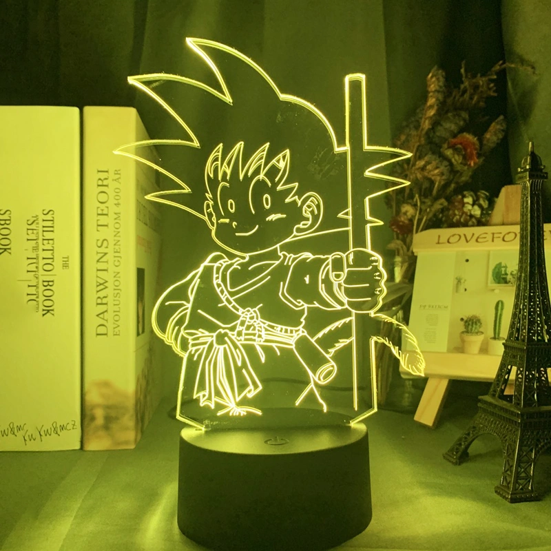 super saiyan acrílico 3d luz de noche en blanco, lámpara de bola de dragón noche 