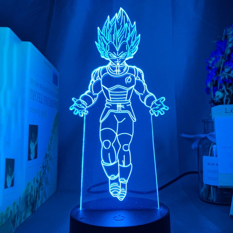 super saiyan acrílico 3d luz de noche en blanco, lámpara de bola de dragón noche 