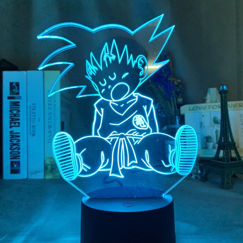 super saiyan acrílico 3d luz de noche en blanco, lámpara de bola de dragón noche 