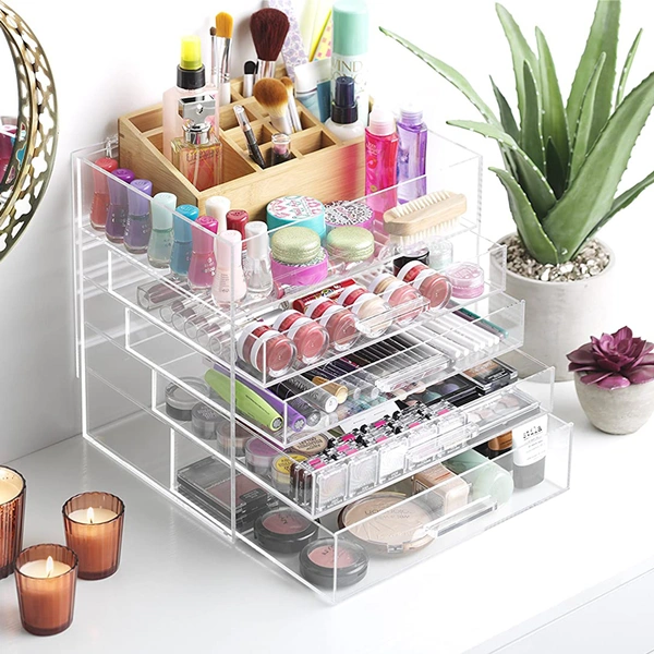 organisateur acrylique de maquillage bon marché avec tiroirs, grand organisateur acrylique