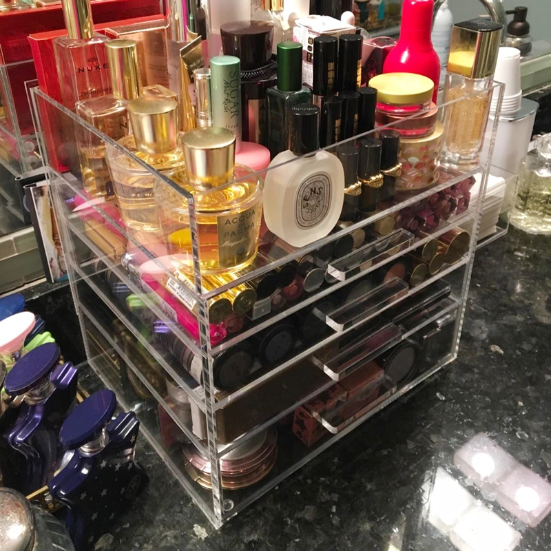 引き出し付きの安い化粧アクリルオーガナイザー、大型アクリルオーガナイザー 