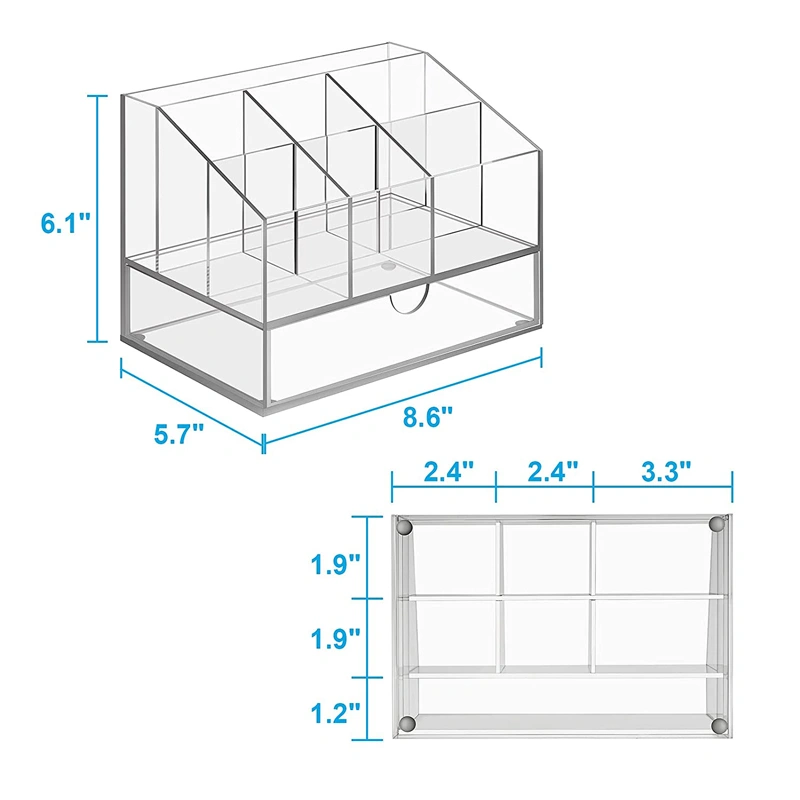 スライド式引き出し付きアクリルデスクオーガナイザー、オフィスペンオーガナイザー 