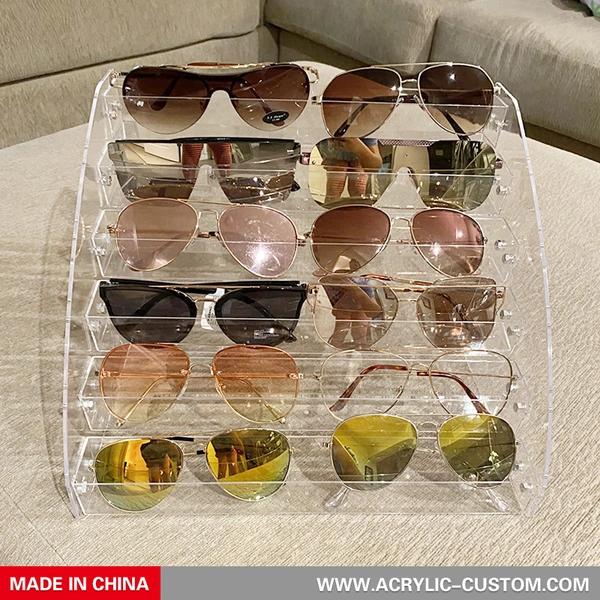 6 Layer Clear Eyeglasses Display Case Sunglasses Stand