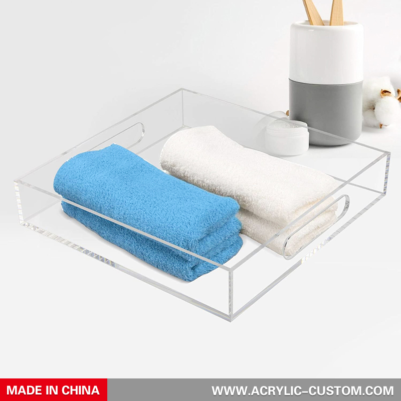 Clear Serving Trays Wholesale, Acrylic Trays Organizer with Handles