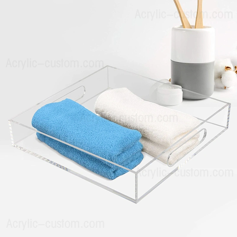 Acrylic Factory Wholesale Clear Lucite Storage Tray with Handle