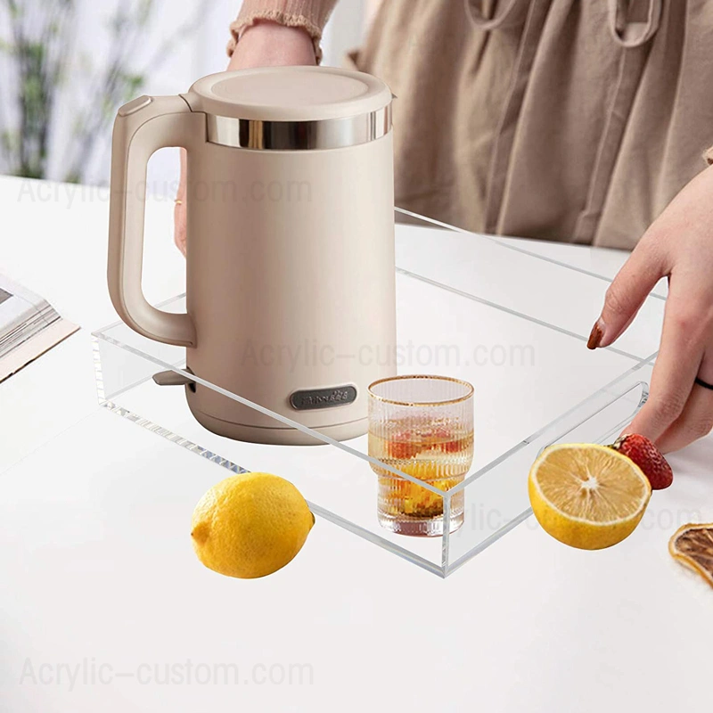 Acrylic Factory Wholesale Clear Lucite Storage Tray with Handle