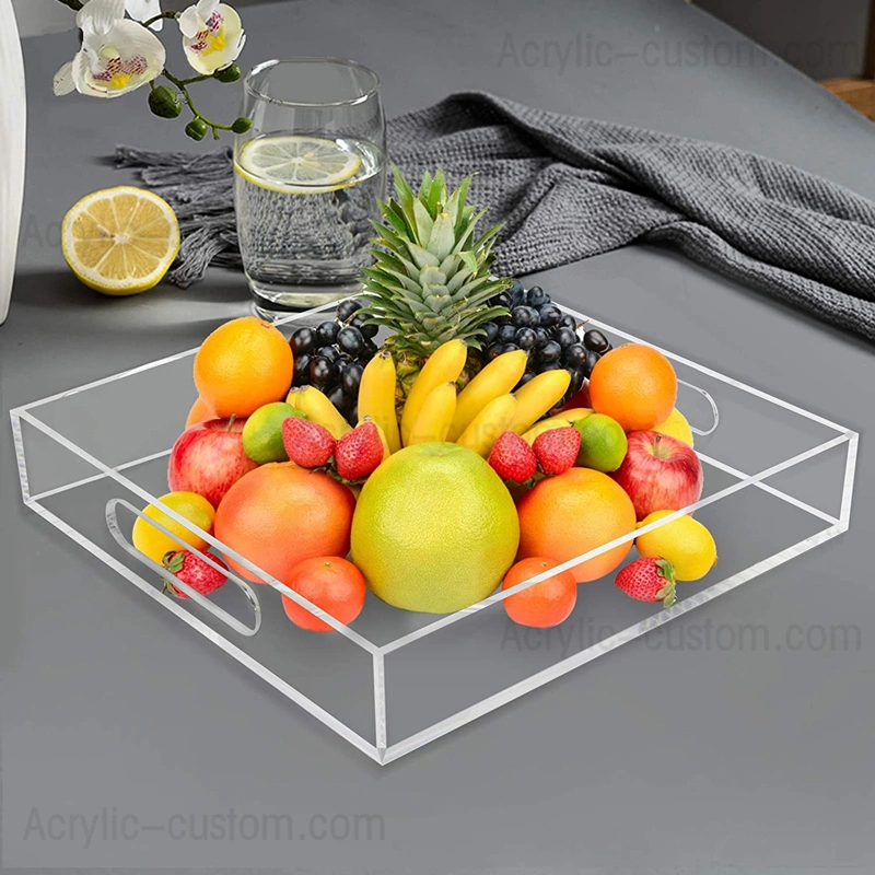 Acrylic Factory Wholesale Clear Lucite Storage Tray with Handle