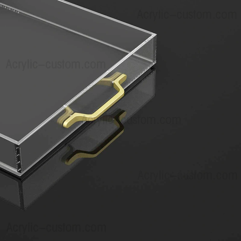 Wholesale Clear Storage Tray Acrylic Tray Organizer with Gold Handles