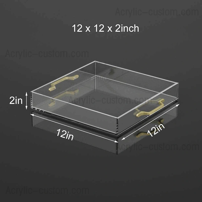 Wholesale Clear Storage Tray Acrylic Tray Organizer with Gold Handles