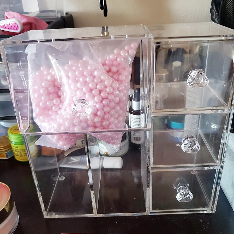引き出し付き化粧ブラシ収納用アクリル化粧オーガナイザー 