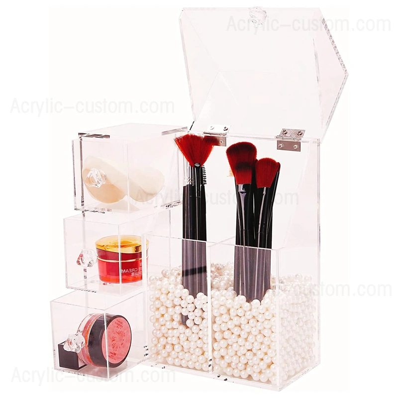 ブラシホルダー用DIYアクリルメイクアップオーガナイザー収納ボックス 