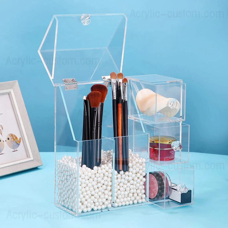 ブラシホルダー用DIYアクリルメイクアップオーガナイザー収納ボックス 