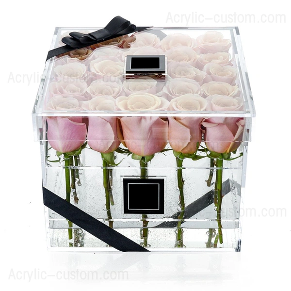 クリア25穴ブルームボックス花アクリルローズボックス卸売