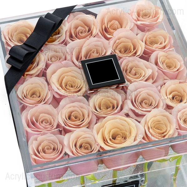 クリア25穴ブルームボックス花アクリルローズボックス卸売