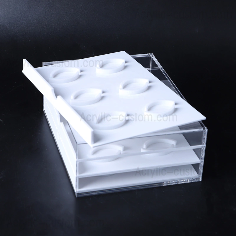 Прозрачный органайзер для ресниц, ящик для хранения накладных ресниц с 3 белыми ящиками