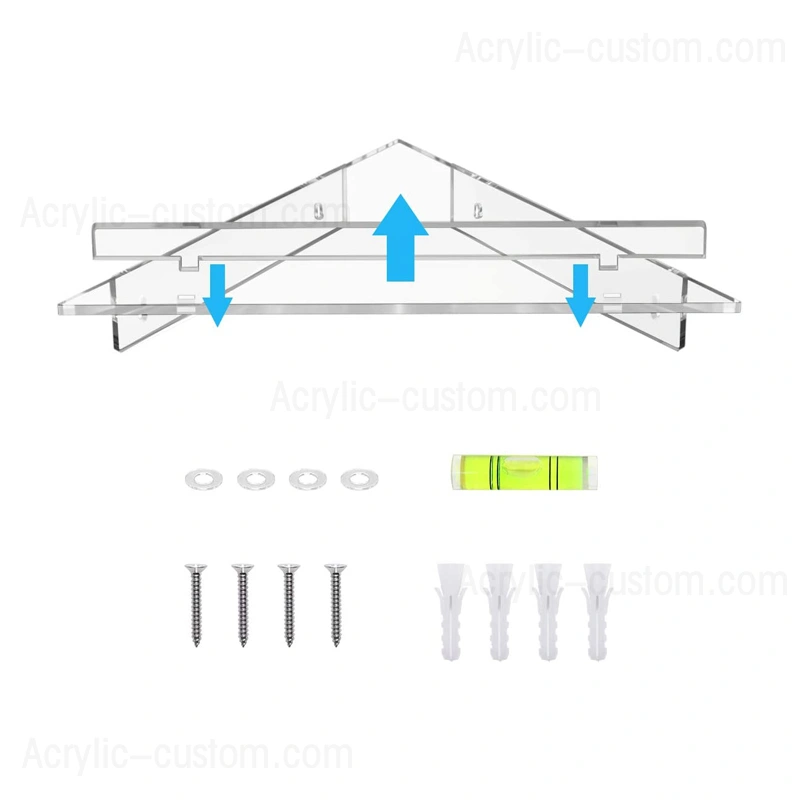 小さなバスルームコーナーシェルフクリアアクリルウォールマウントフローティングシェルフ 