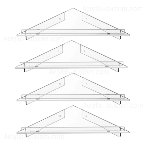 小さなバスルームコーナーシェルフクリアアクリルウォールマウントフローティングシェルフ