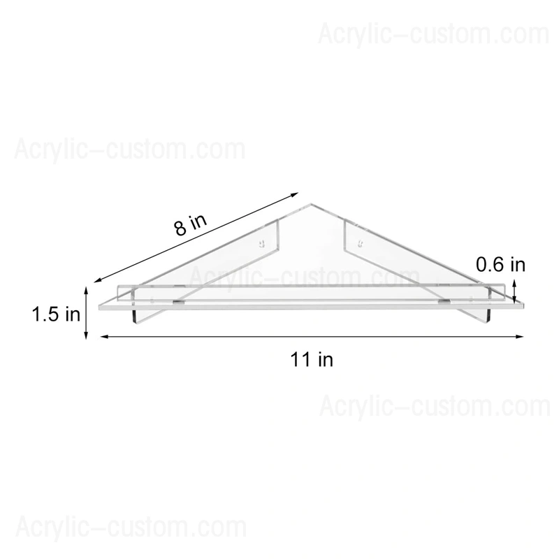小さなバスルームコーナーシェルフクリアアクリルウォールマウントフローティングシェルフ 