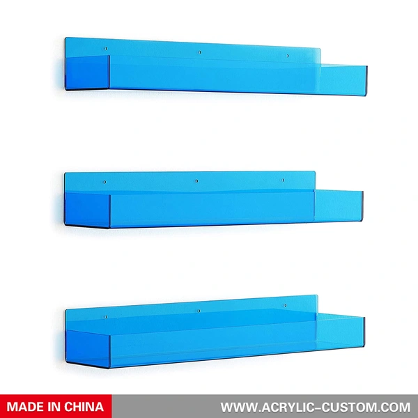 Blue Acrylic Floating Wall Ledge Shelf Acrylic Shelves